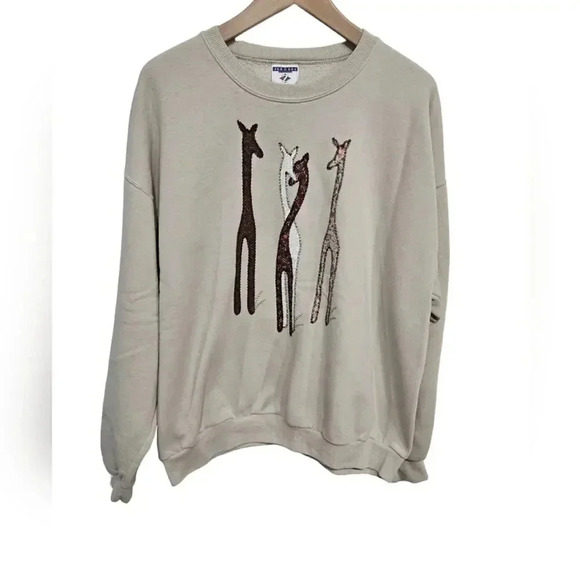 Vintage Quilted Patchwork Giraffe Oversized Crewnexk Sweatshirt XL - Picture 6 of 6